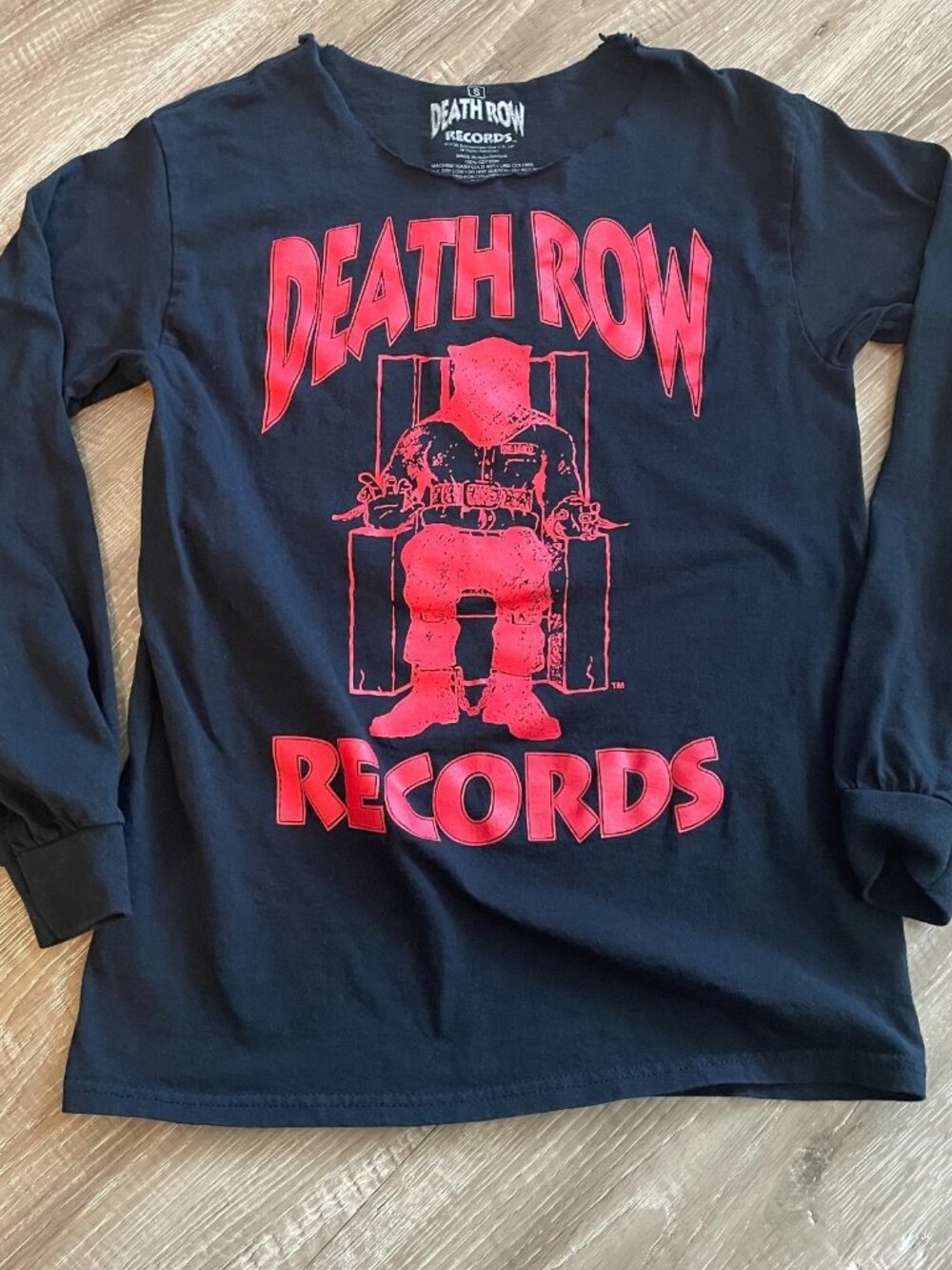Death Row Records Graphic T-Shirt Size S Black Red Logo Long Sleeve Pre-owned